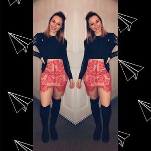 Lace High Low Pencil Skirt